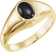 14K Gold Oval Natural Black Onyx Bezel-Set Solitaire Ring