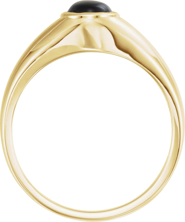 14K Gold Oval Natural Black Onyx Bezel-Set Solitaire Ring - view 2