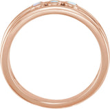 14K Gold Round Natural White Opal Three-Stone Bezel-Set Ring - Rose Gold - view 2