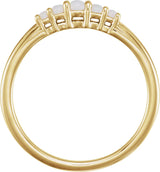 14K Gold Round Natural White Opal Accented Ring - Yellow Gold - view 2