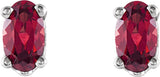 14K Gold Natural Mozambique Garnet Oval 4-Prong Scroll Setting Stud Earrings - White Gold - view 2