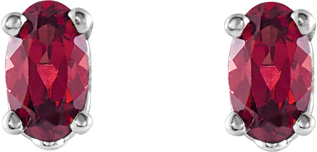 14K Gold Natural Mozambique Garnet Oval 4-Prong Scroll Setting Stud Earrings - White Gold - view 2