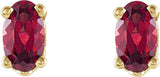 14K Gold Natural Mozambique Garnet Oval 4-Prong Scroll Setting Stud Earrings - Yellow Gold - view 2