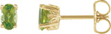 14K Gold Natural Peridot Oval 4-Prong Scroll Setting Stud Earrings - Yellow Gold