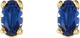 14K Gold Lab-Grown Blue Sapphire Oval 4-Prong Scroll Setting Stud Earrings - Yellow Gold - view 2