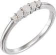 Platinum Round Natural White Opal Accented Ring