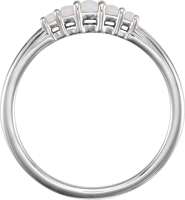 Platinum Round Natural White Opal Accented Ring - view 2