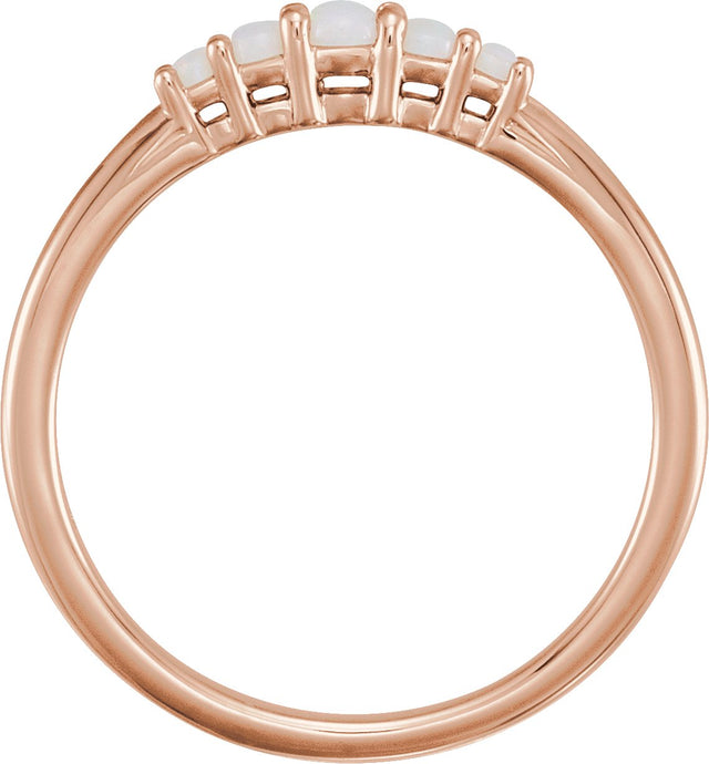 14K Gold Round Natural White Opal Accented Ring - Rose Gold - view 2
