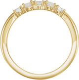 14K Gold Round Natural White Opal & Natural Diamond Stackable Ring - Yellow Gold - view 2