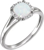 14K Gold Cushion Lab-Grown Opal & Natural Diamond Halo-Style Birthstone Ring