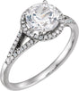 14K Gold Round Lab-Grown White Sapphire & Natural Diamond Halo-Style Birthstone Ring