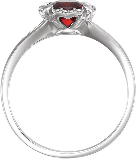 14K Gold Cushion Natural Mozambique Garnet & Natural Diamond Halo-Style Birthstone Ring – 6x6mm - view 2