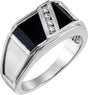 Platinum Natural Black Onyx & Natural Diamond Accented Ring