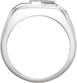10K Gold Natural Black Onyx & Natural Diamond Accented Ring - White Gold - view 2