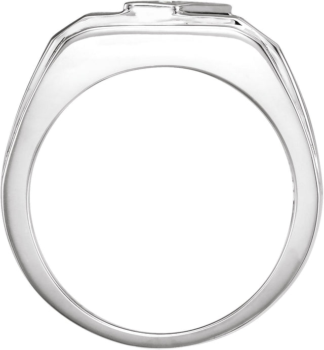 10K Gold Natural Black Onyx & Natural Diamond Accented Ring - White Gold - view 2