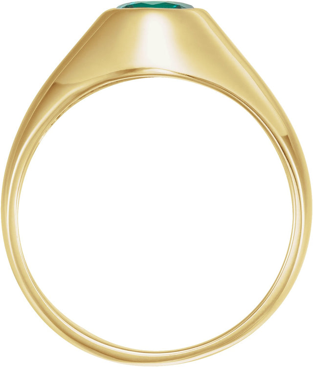 14K Gold Round Lab-Grown Emerald Bezel-Set Solitaire Ring – 6.5mm Stones - White Gold - view 3