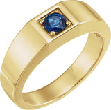 14K Gold Round Natural Blue Sapphire Solitaire Ring – 5mm Stones - Yellow Gold