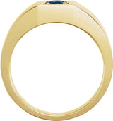 14K Gold Round Natural Blue Sapphire Solitaire Ring – 5mm Stones - Yellow Gold - view 2