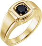 14K Gold Round Natural Black Onyx Solitaire Ring – 6mm Stones - White Gold