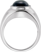 14K Gold Oval Natural Black Onyx Solitaire Ring - White Gold - view 2