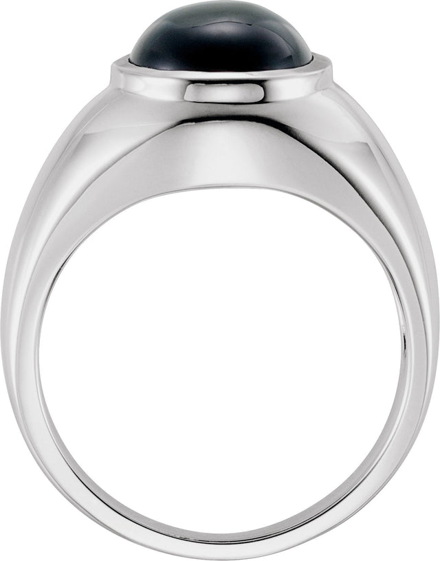 14K Gold Oval Natural Black Onyx Solitaire Ring - White Gold - view 2