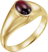 14K Gold Oval Natural Mozambique Garnet Bezel-Set Solitaire Ring