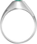 14K Gold Round Lab-Grown Emerald Bezel-Set Solitaire Ring – 6.5mm Stones - White Gold - view 2