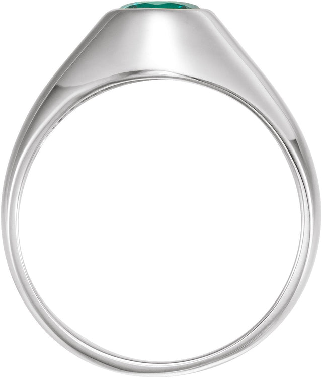14K Gold Round Lab-Grown Emerald Bezel-Set Solitaire Ring – 6.5mm Stones - White Gold - view 2
