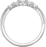 Platinum Round Natural White Opal & Natural Diamond Stackable Ring - view 2