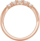 14K Gold Round Natural White Opal & Natural Diamond Stackable Ring - Rose Gold - view 2