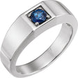 14K Gold Round Natural Blue Sapphire Solitaire Ring – 5mm Stones - White Gold