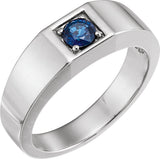 14K Gold Round Natural Blue Sapphire Solitaire Ring – 5mm Stones - White Gold