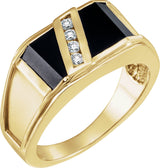 10K Gold Natural Black Onyx & Natural Diamond Accented Ring - Yellow Gold