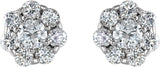 14K Gold Round Natural Diamond Cluster Earrings VII - White Gold - view 8