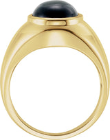 14K Gold Oval Natural Black Onyx Solitaire Ring - Yellow Gold - view 2