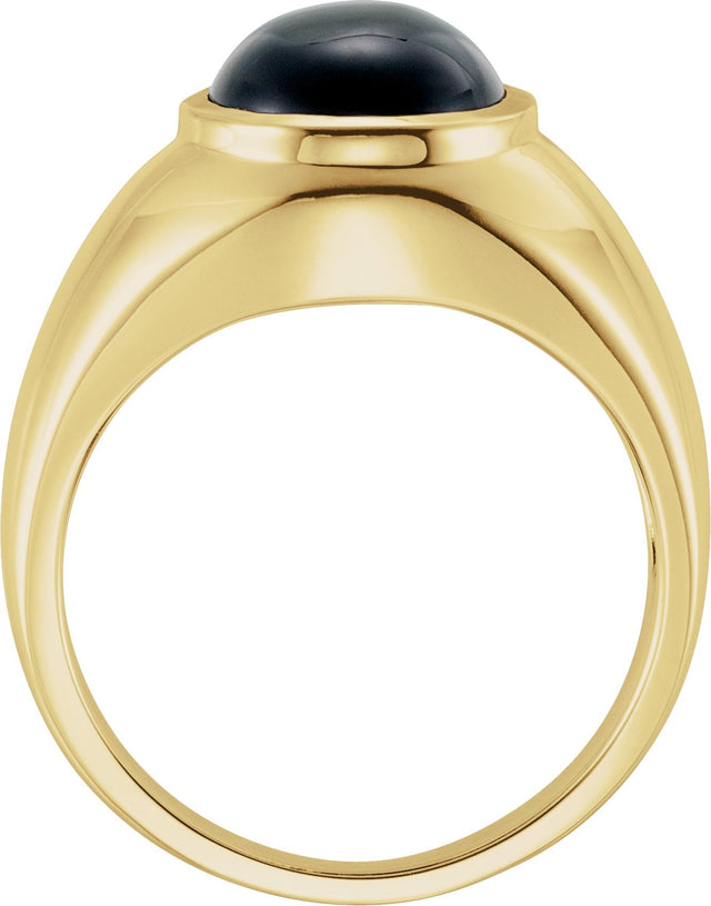 14K Gold Oval Natural Black Onyx Solitaire Ring - Yellow Gold - view 2