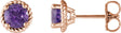 14K Gold Round Natural Amethyst Rope Earrings - Rose Gold