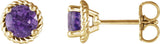 14K Gold Round Natural Amethyst Rope Earrings - Yellow Gold