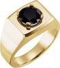 14K Gold Round Natural Black Onyx Solitaire Ring – 8mm Stones - Yellow Gold