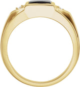 14K Gold Square Natural Black Onyx & Natural Diamond Accented Bezel-Set Ring - view 2