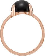 14K Gold Oval Natural Black Onyx Cabochon Solitaire Ring - Rose Gold - view 2