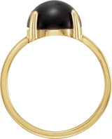 14K Gold Oval Natural Black Onyx Cabochon Solitaire Ring - Yellow Gold - view 2