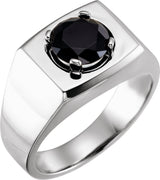 14K Gold Round Natural Black Onyx Solitaire Ring – 8mm Stones - White Gold