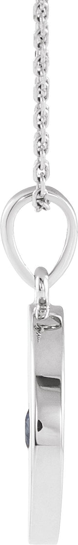 Platinum Round Lab-Grown Blue Sapphire Disc Necklace or Pendant - view 5