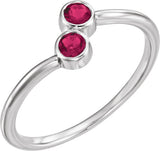 14K Gold Round Natural White Sapphire Two-Stone Ring - Rose Gold - view 10