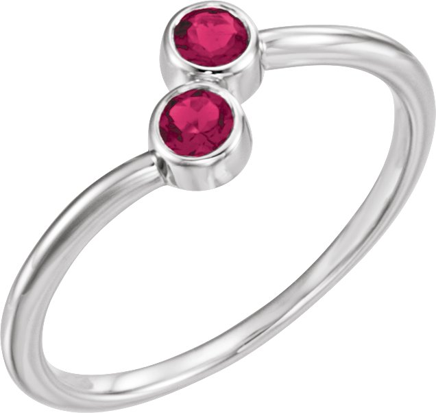 14K Gold Round Natural White Sapphire Two-Stone Ring - Rose Gold - view 10