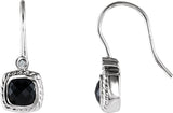 14K Gold Cushion Natural Black Onyx & Natural Diamond Accented Bezel-Set Earrings