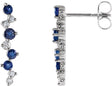 14K Gold Round Natural Blue Sapphire & Natural Diamond Accented Earrings
