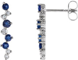 14K Gold Round Natural Blue Sapphire & Natural Diamond Accented Earrings