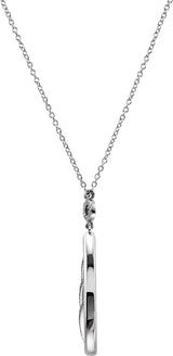 Platinum Round Natural Blue Sapphire & Natural White Sapphire Accented Necklace or Pendant - view 4